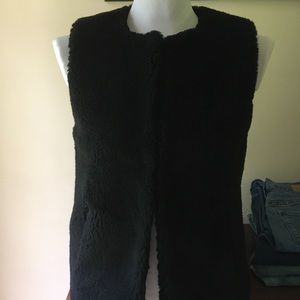 Madewell Faux Sherpa Black Vest